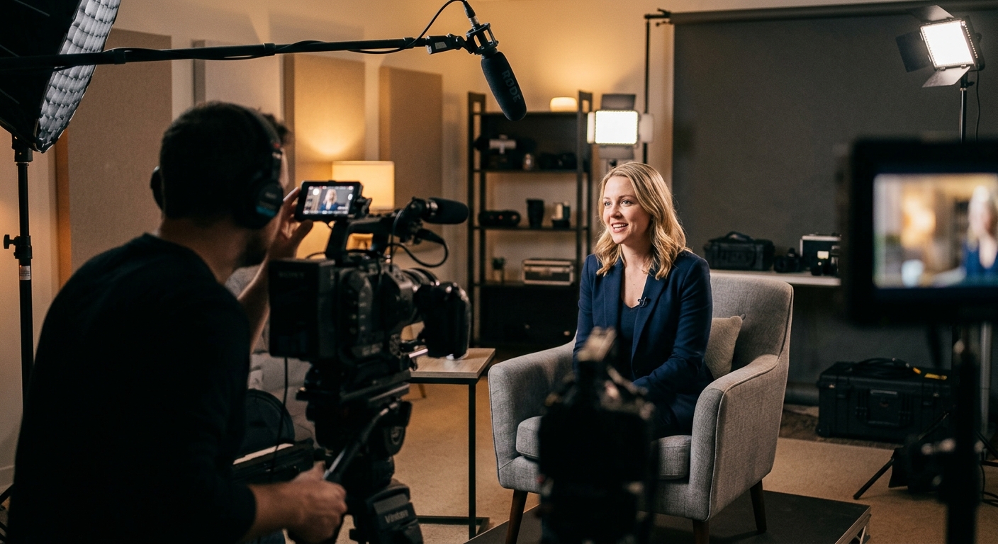 Behind-the-scenes testimonial interview built around a hero's journey storytelling framework for video Behind-the-scenes testimonial interview built around a hero's journey storytelling framework for video