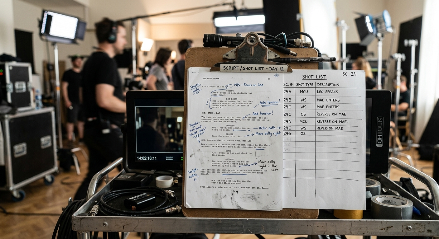 Script and shot list for a brand film narrative structure on a Los Angeles production set Script and shot list for a brand film narrative structure on a Los Angeles production set
