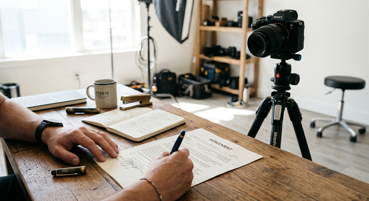 Signing a video production agreement that transfers footage copyright to the client Signing a video production agreement that transfers footage copyright to the client